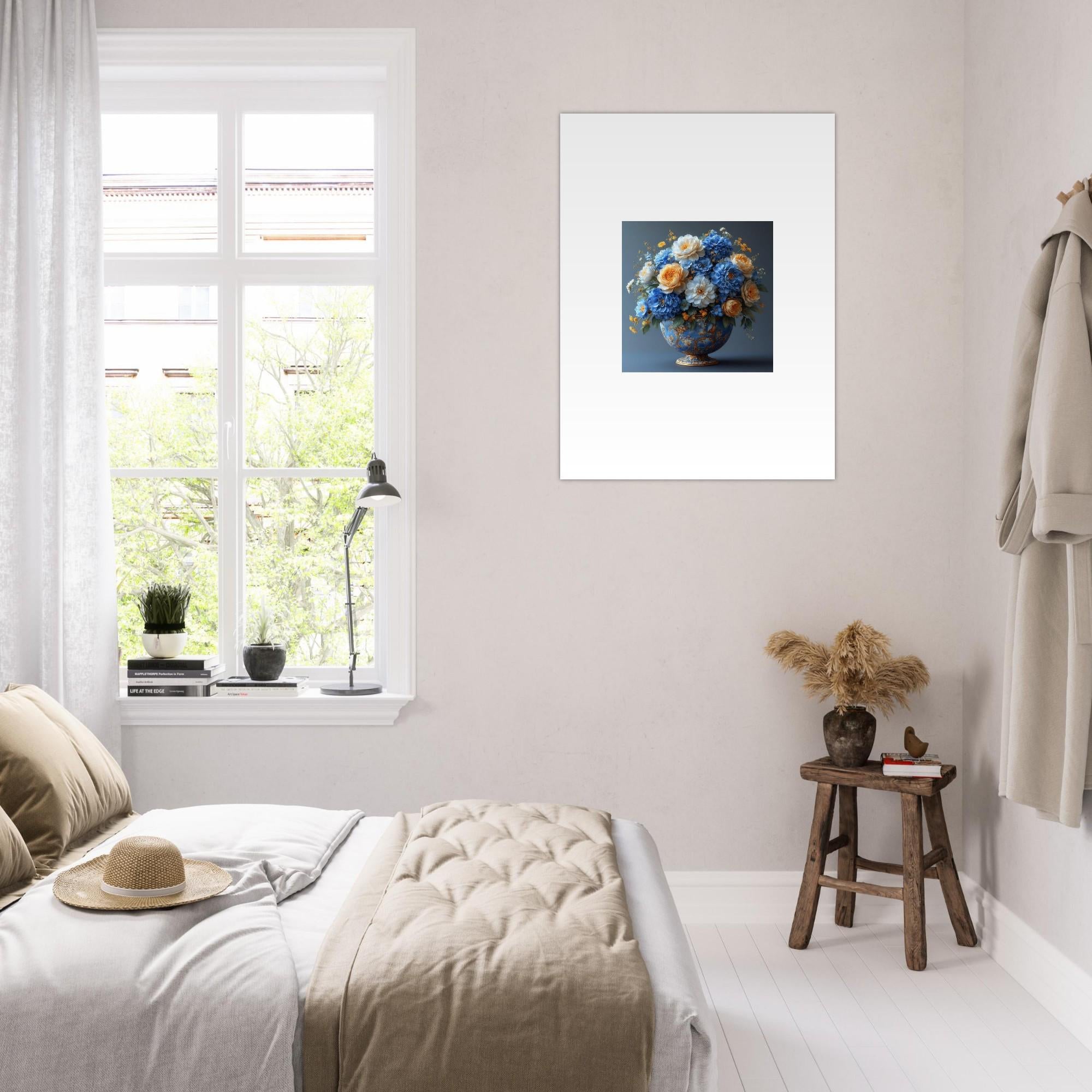 Blue Flower Fine Art Poster - Vivid Colors & Comforting Design for Home Decor