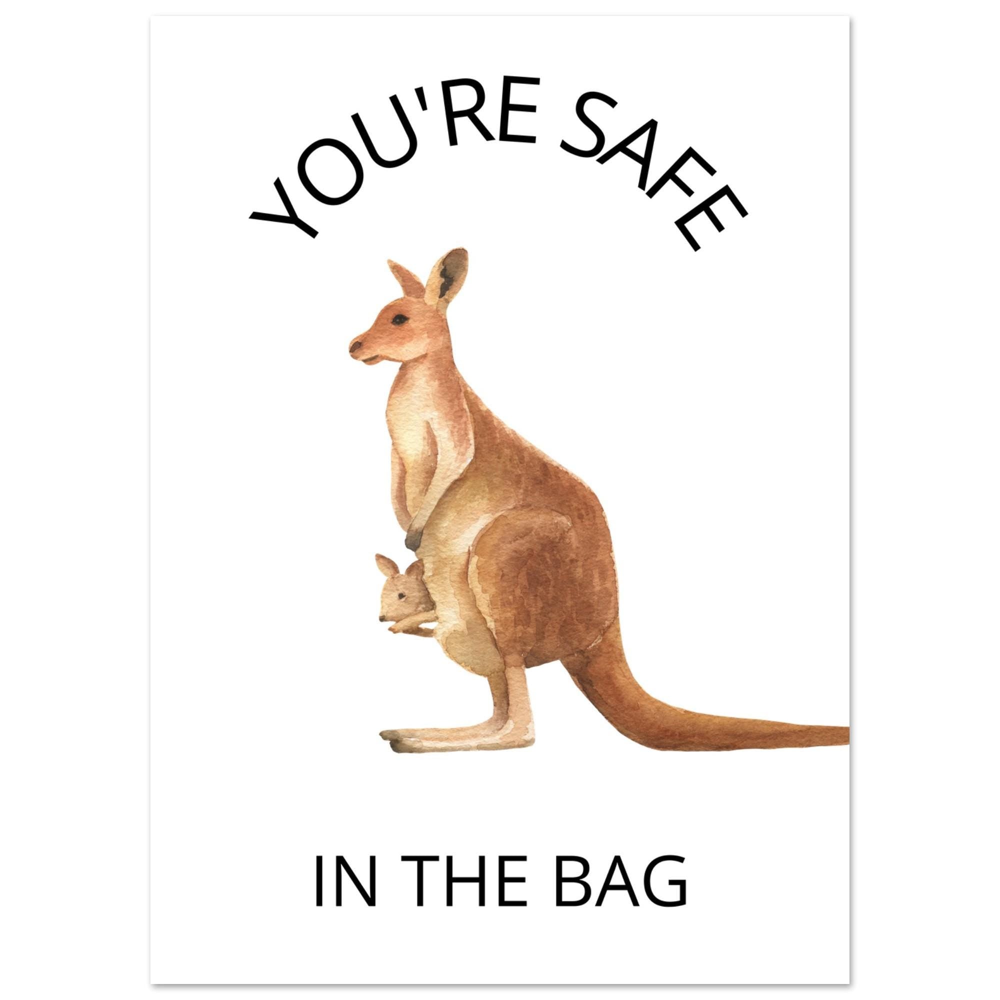 Kangaroo and Joey Print: 'You're Safe in the Bag' - Matte Nursery Art