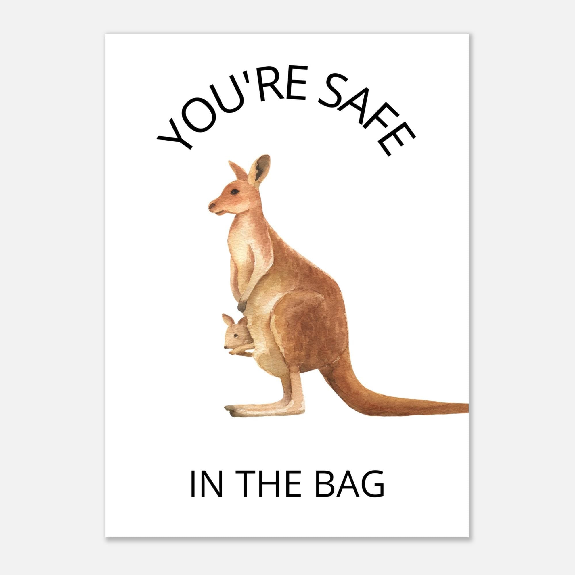 Kangaroo and Joey Print: 'You're Safe in the Bag' - Matte Nursery Art