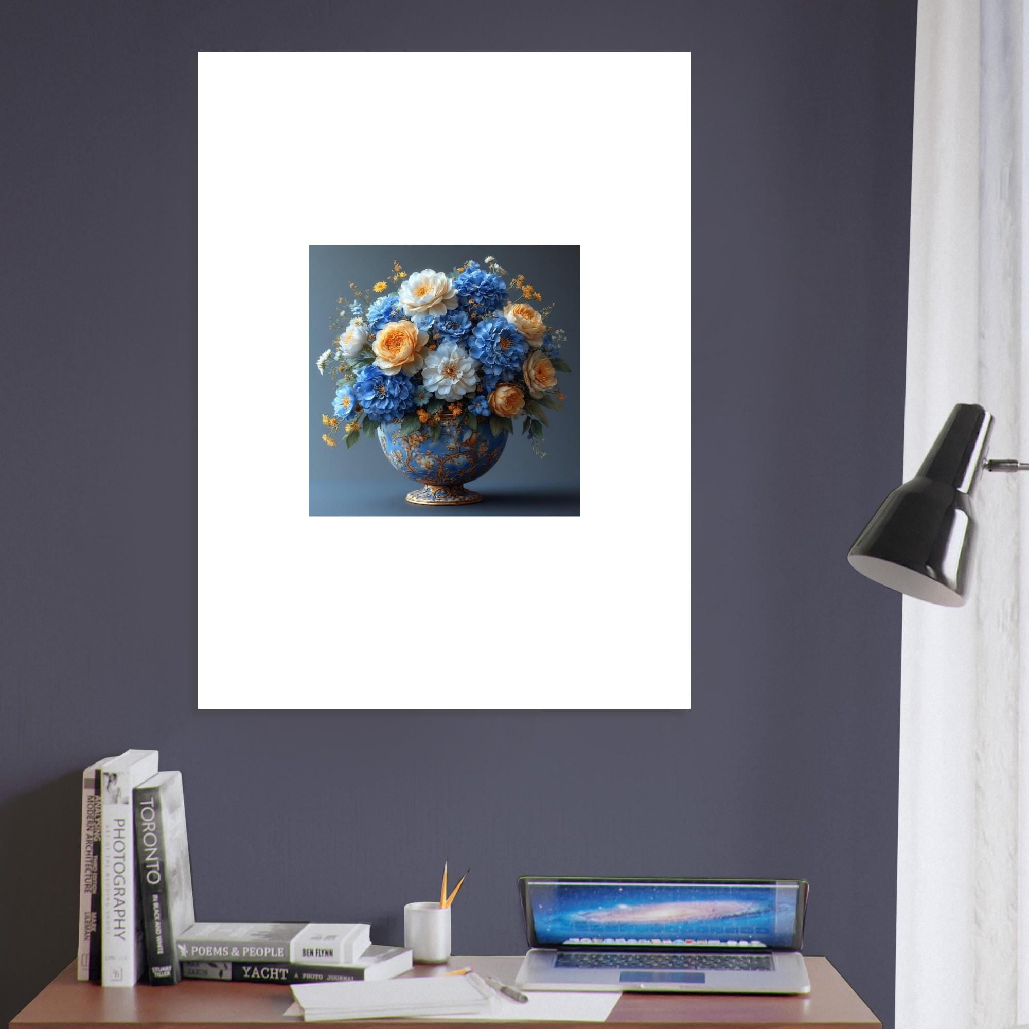 Blue Flower Fine Art Poster - Vivid Colors & Comforting Design for Home Decor