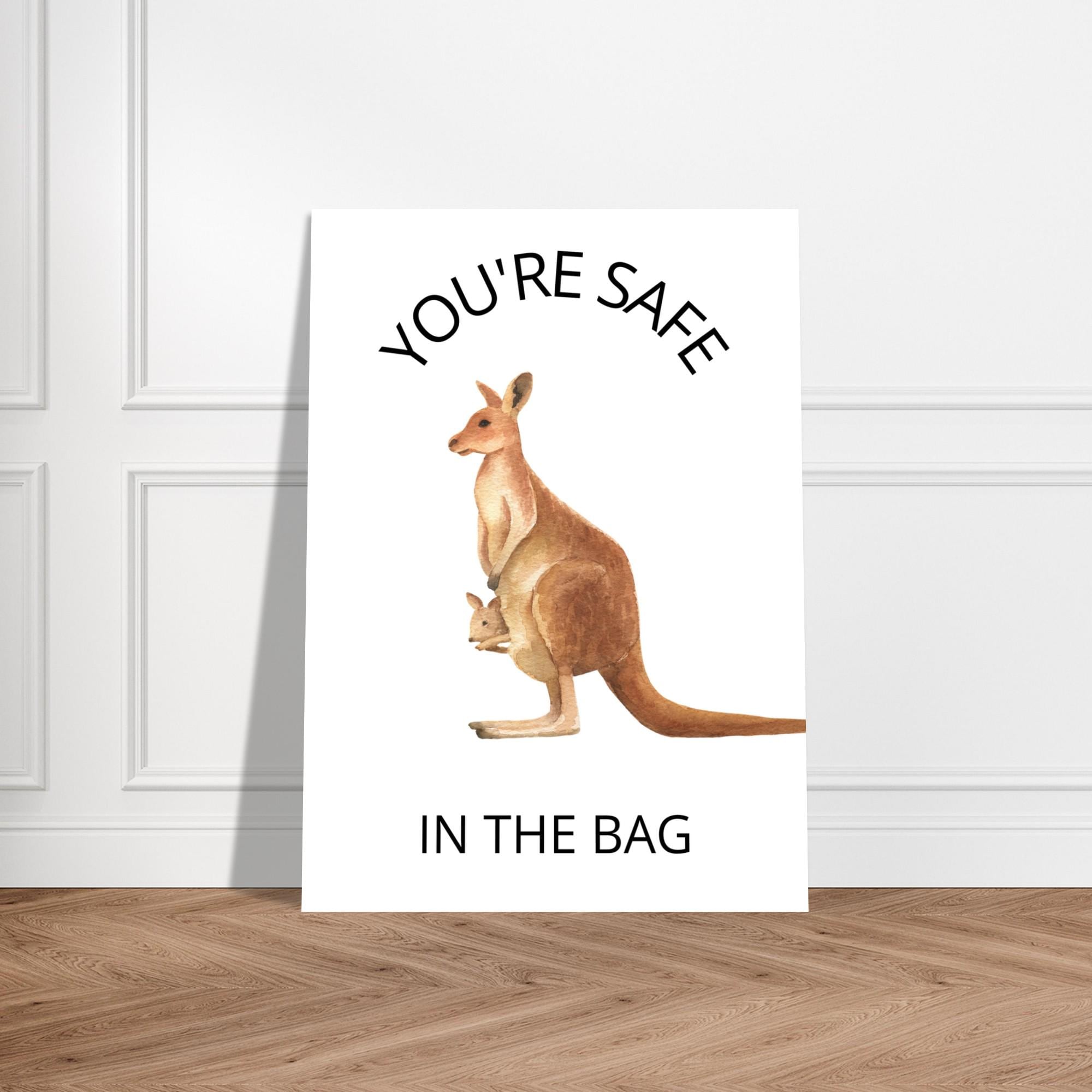 Kangaroo and Joey Print: 'You're Safe in the Bag' - Matte Nursery Art