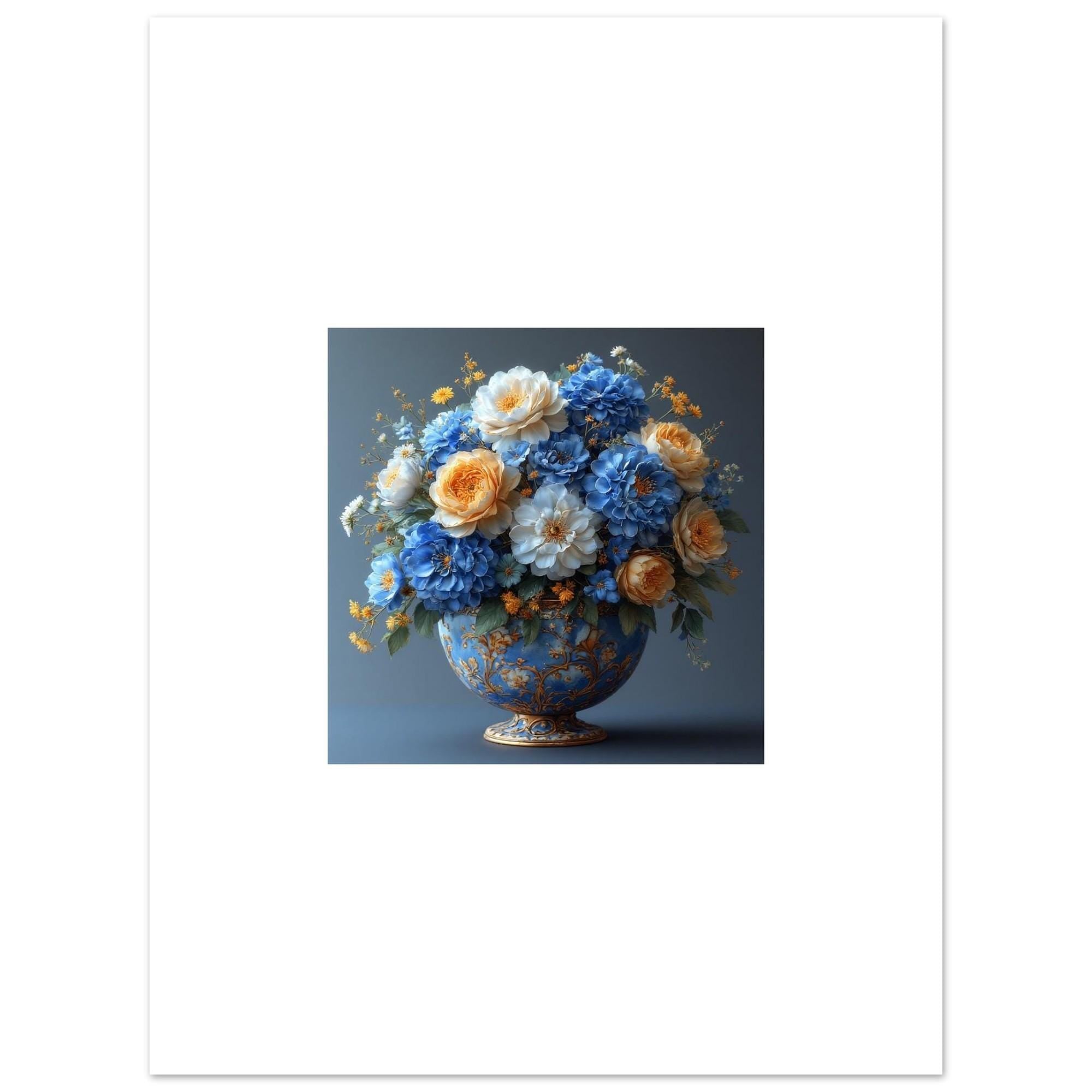 Blue Flower Fine Art Poster - Vivid Colors & Comforting Design for Home Decor